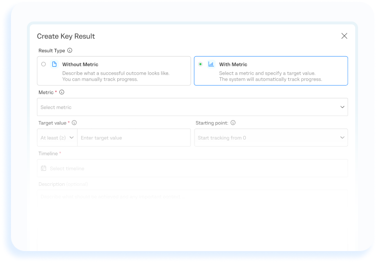 Goal tracking software for monitoring Key Results and goal progress