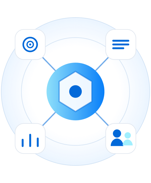 Diagram of Enforcium's central operating system connected to goals, processes, analytics, and people Diagram of Enforcium's central operating system connected to goals, processes, analytics, and people