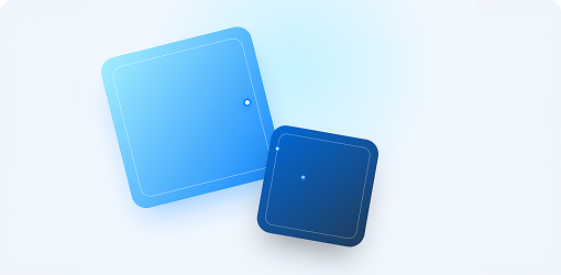 Abstract illustration of two overlapping blue squares